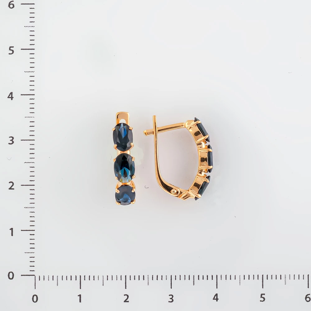 Серьги с сапфиром из красного золота 585 пробы