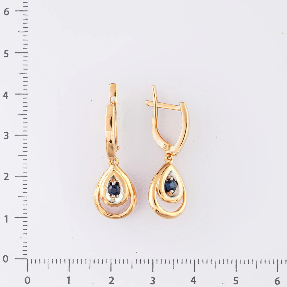 Серьги с сапфиром из красного золота 585 пробы