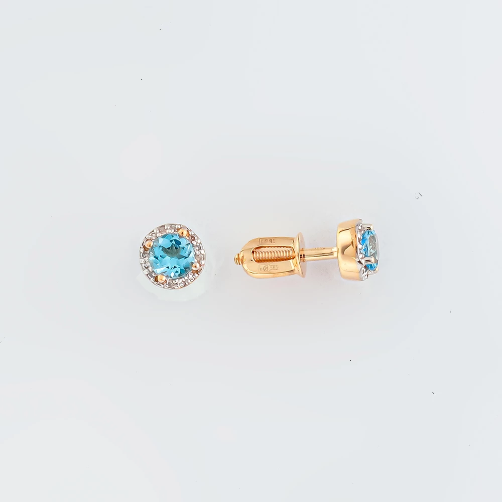 Серьги с топазом из красного золота 585 пробы