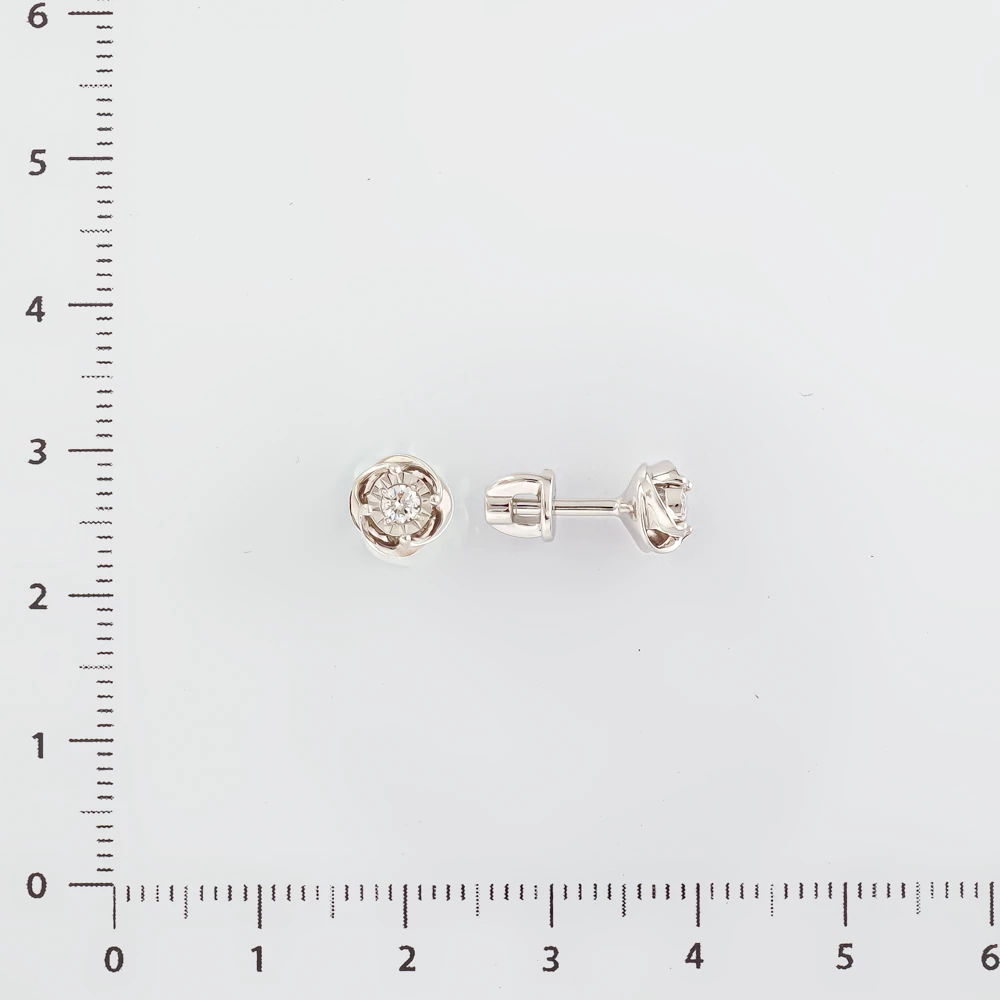 Серьги с бриллиантом из белого золота 585 пробы