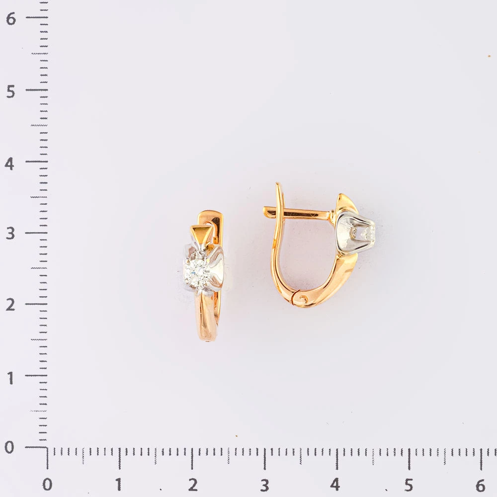 Серьги с бриллиантом из желтого золота 585 пробы