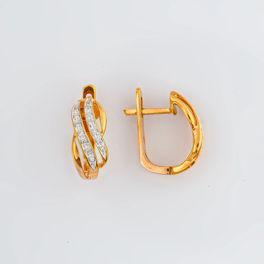 Серьги с бриллиантом из красного золота 585 пробы