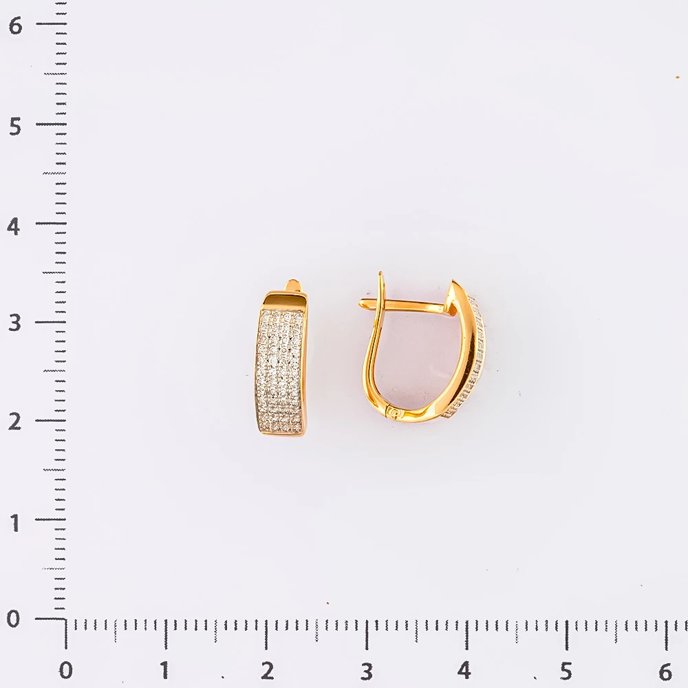 Серьги с бриллиантом из красного золота 585 пробы