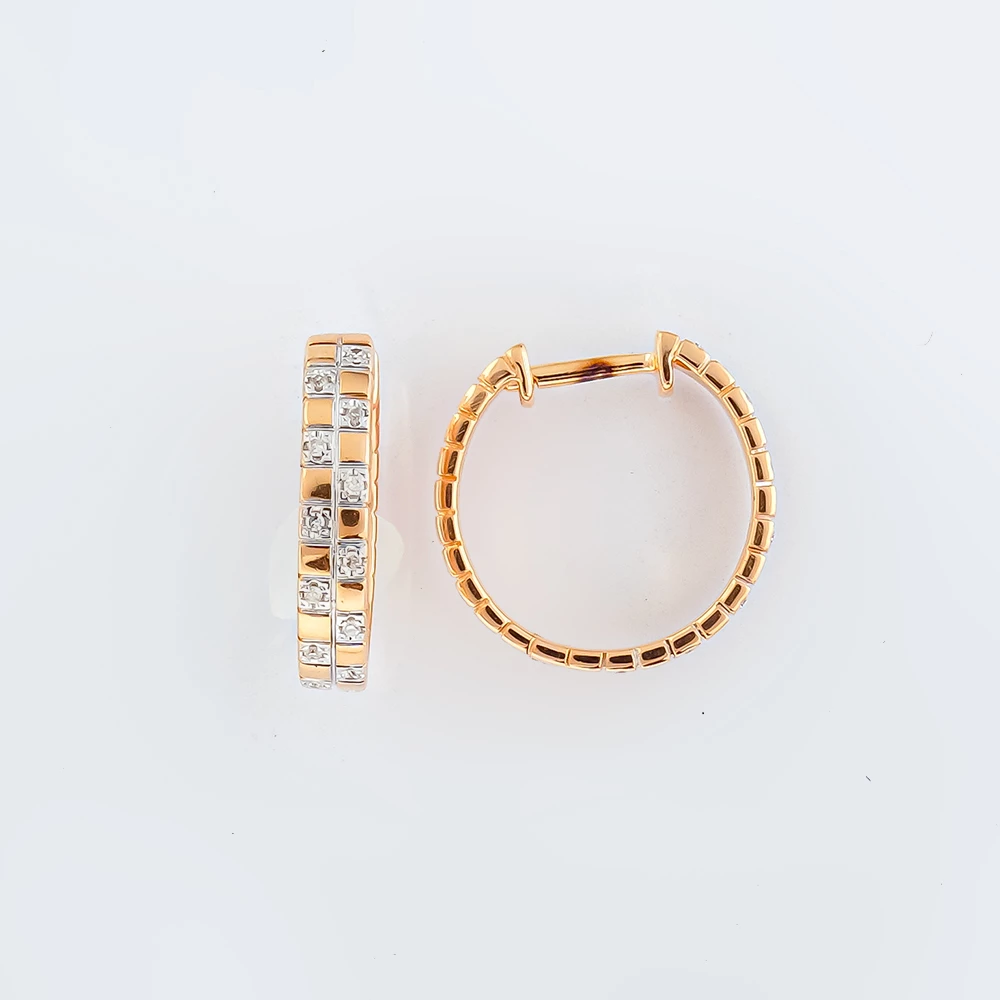 Серьги конго с бриллиантом из красного золота 585 пробы