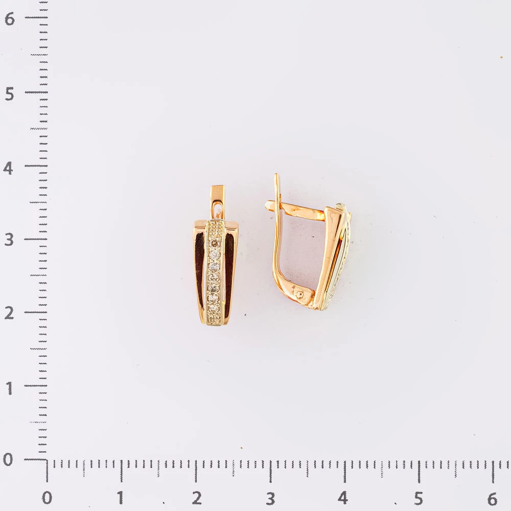 Серьги с бриллиантом из красного золота 585 пробы