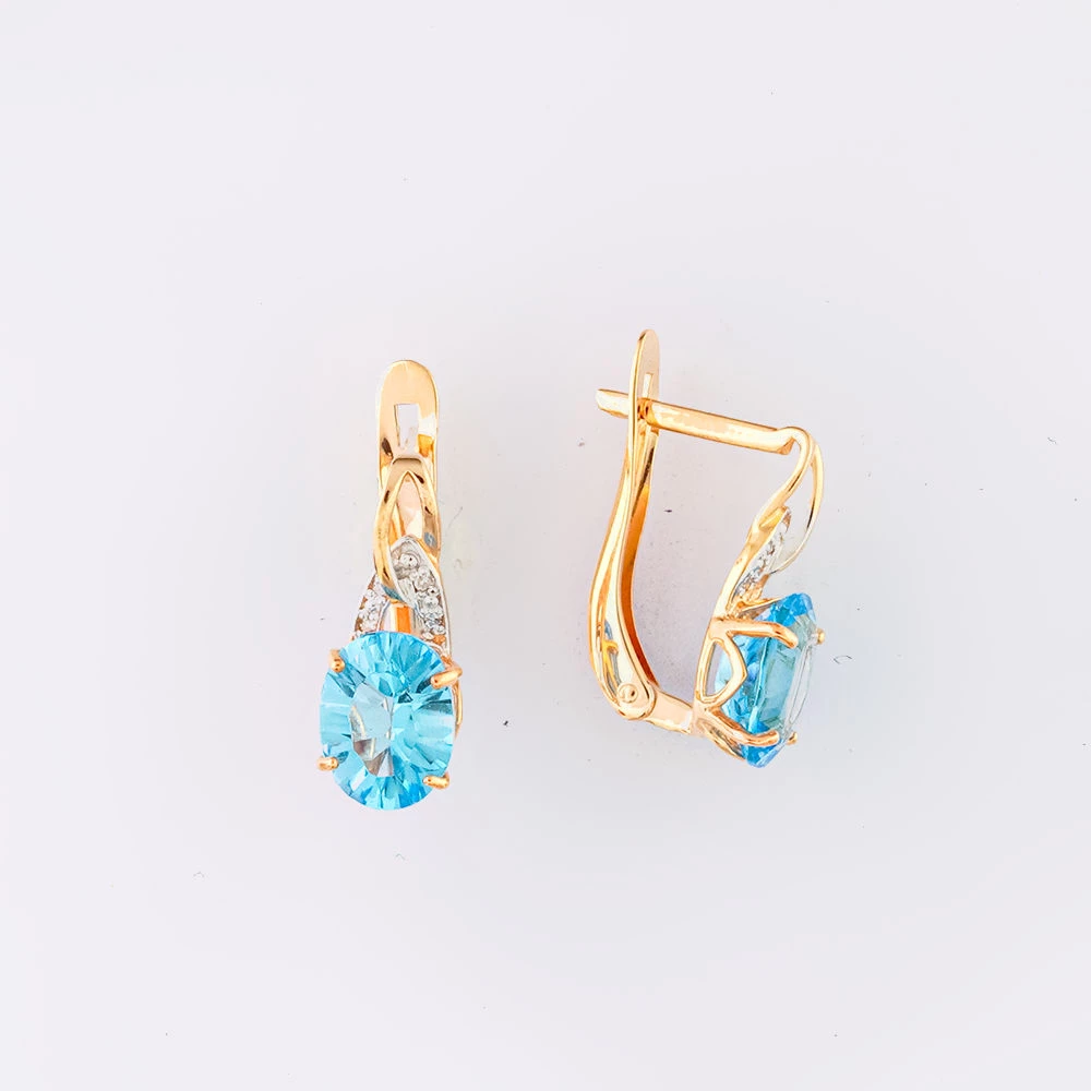 Серьги с ситаллом из красного золота 585 пробы