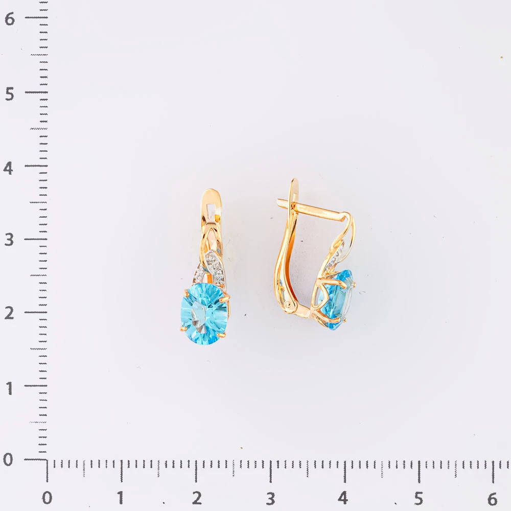 Серьги с ситаллом из красного золота 585 пробы