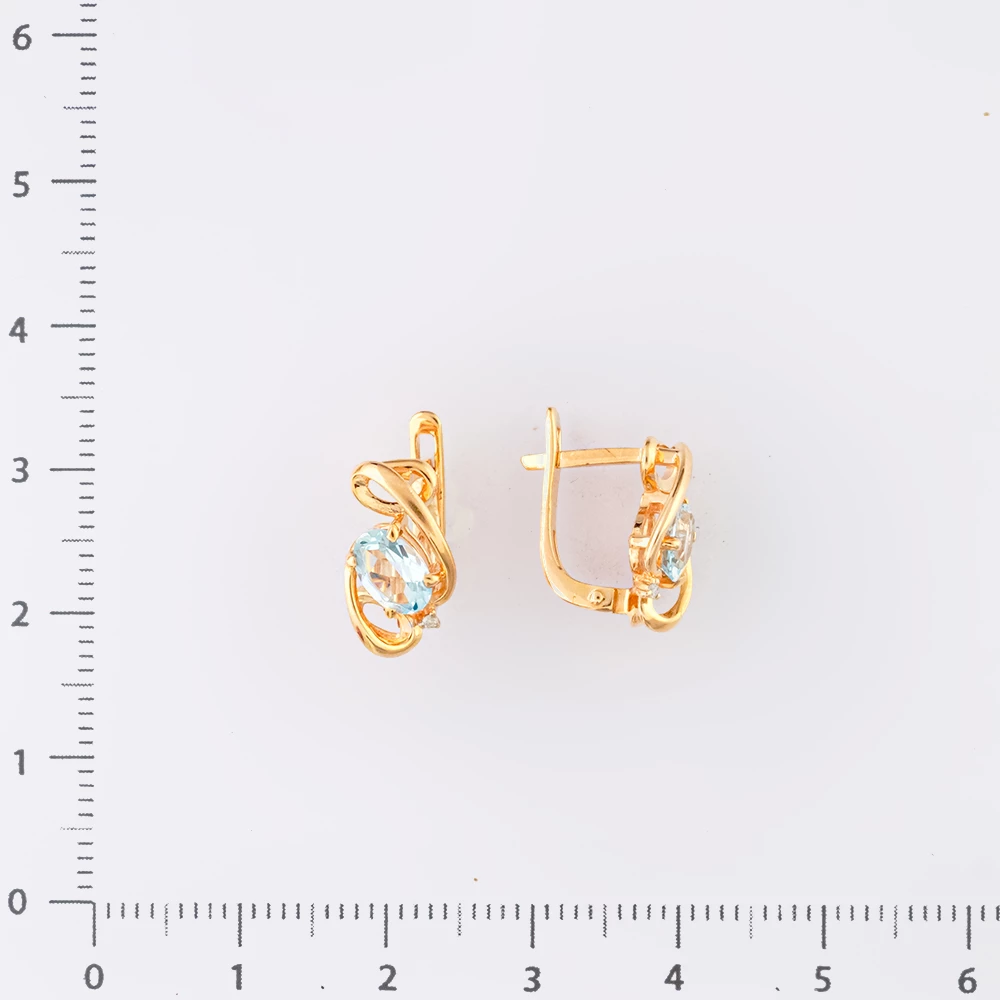 Серьги с топазом из красного золота 585 пробы