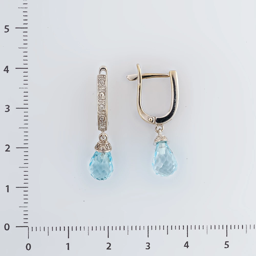 Серьги с топазом из белого золота 585 пробы