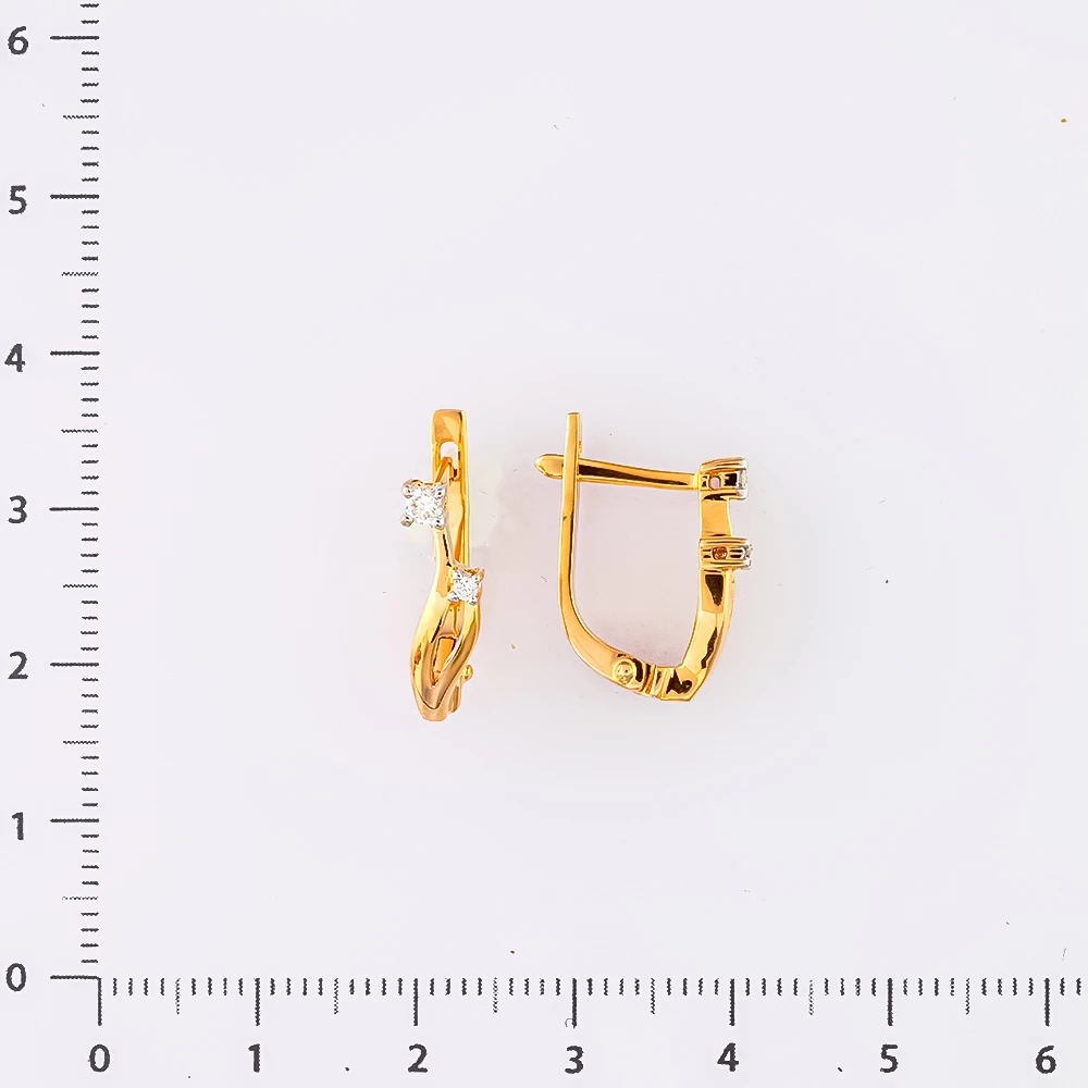 Серьги с бриллиантом из красного золота 585 пробы