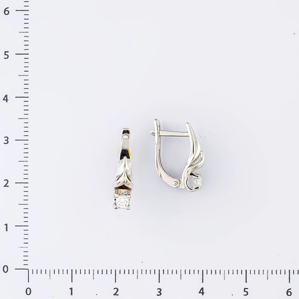 Серьги с бриллиантом из белого золота 585 пробы