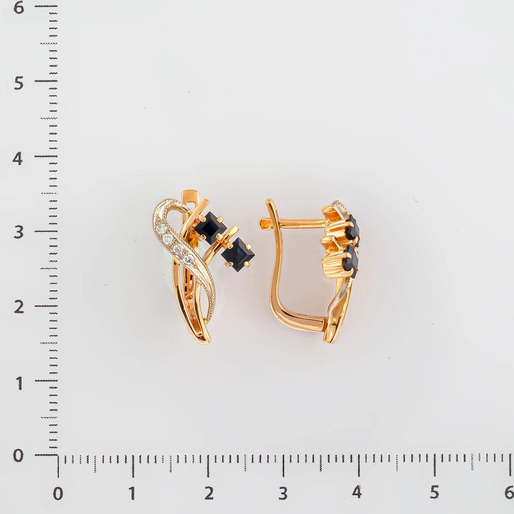 Серьги с сапфиром из красного золота 585 пробы