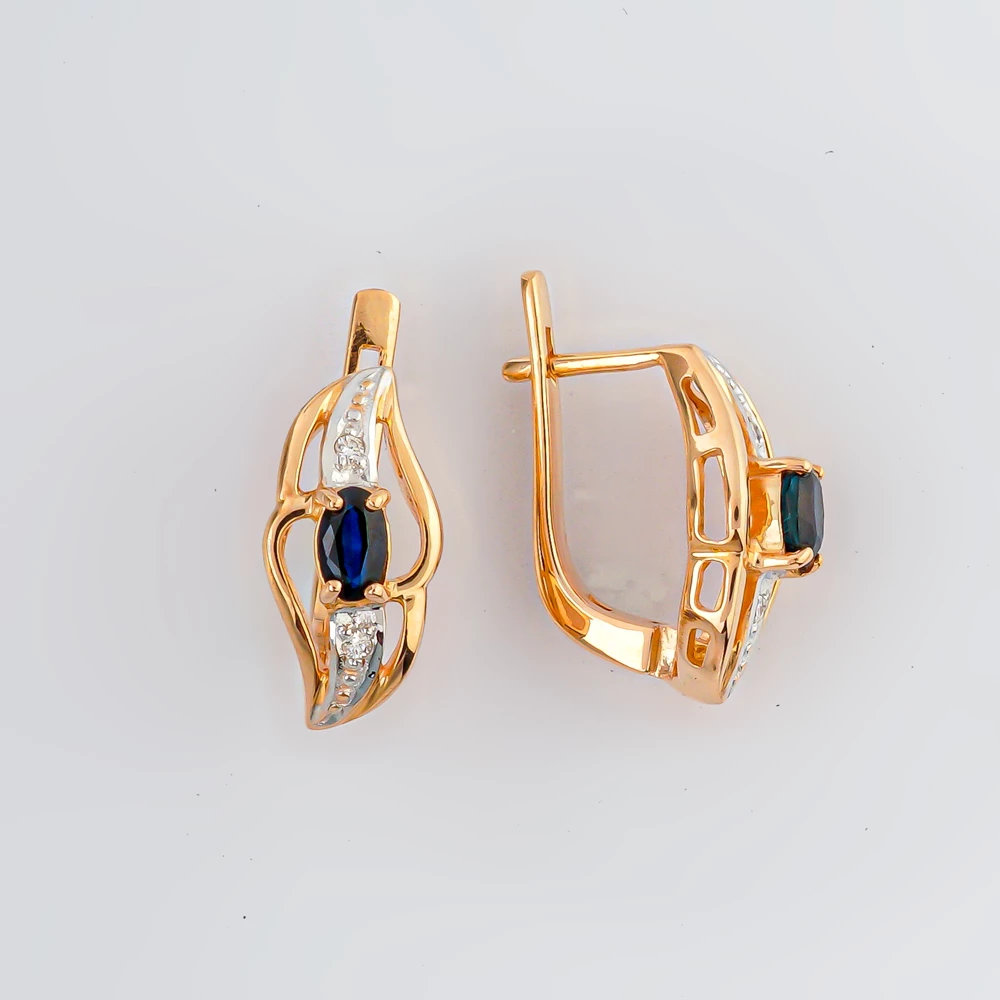 Серьги с сапфиром из красного золота 585 пробы