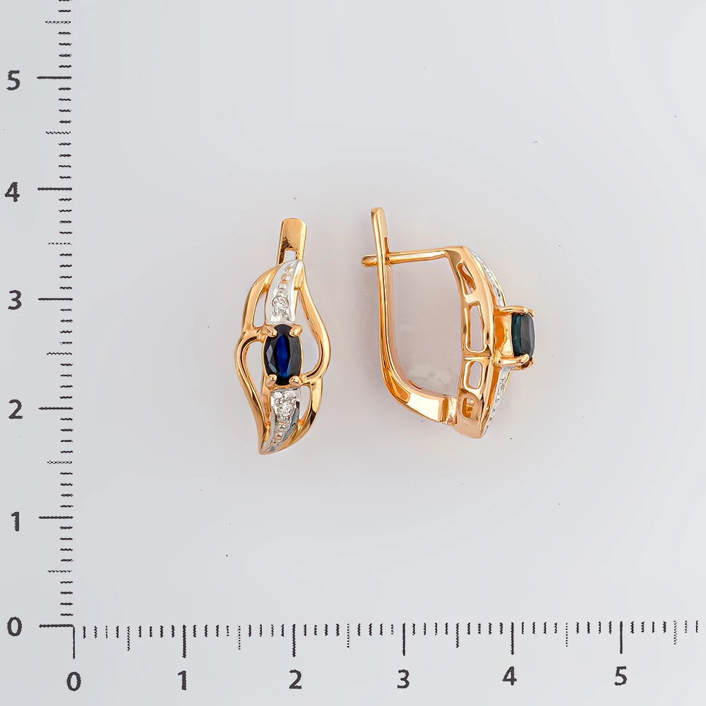 Серьги с сапфиром из красного золота 585 пробы