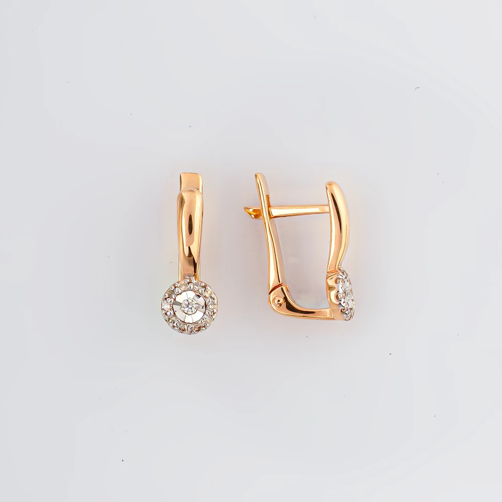 Серьги с бриллиантом из красного золота 585 пробы