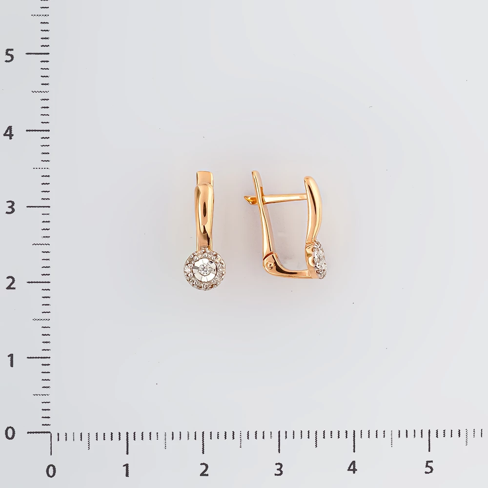 Серьги с бриллиантом из красного золота 585 пробы