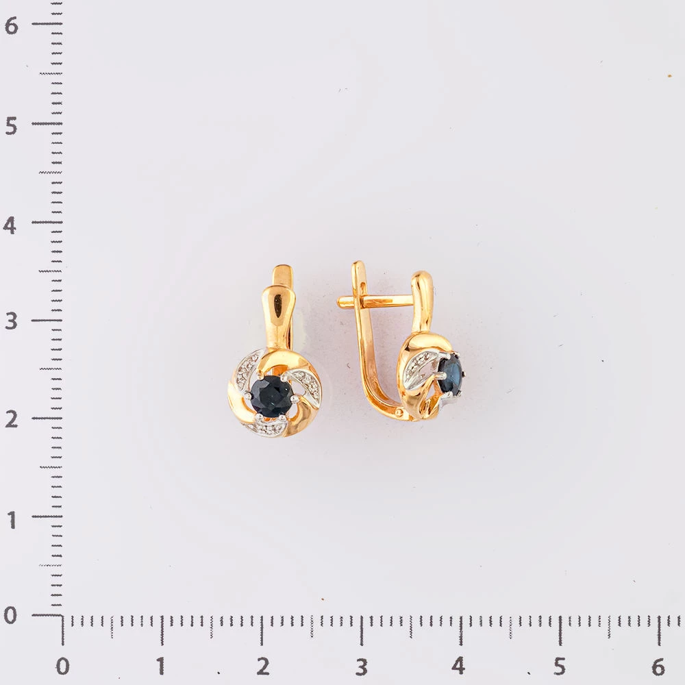 Серьги с сапфиром из красного золота 585 пробы