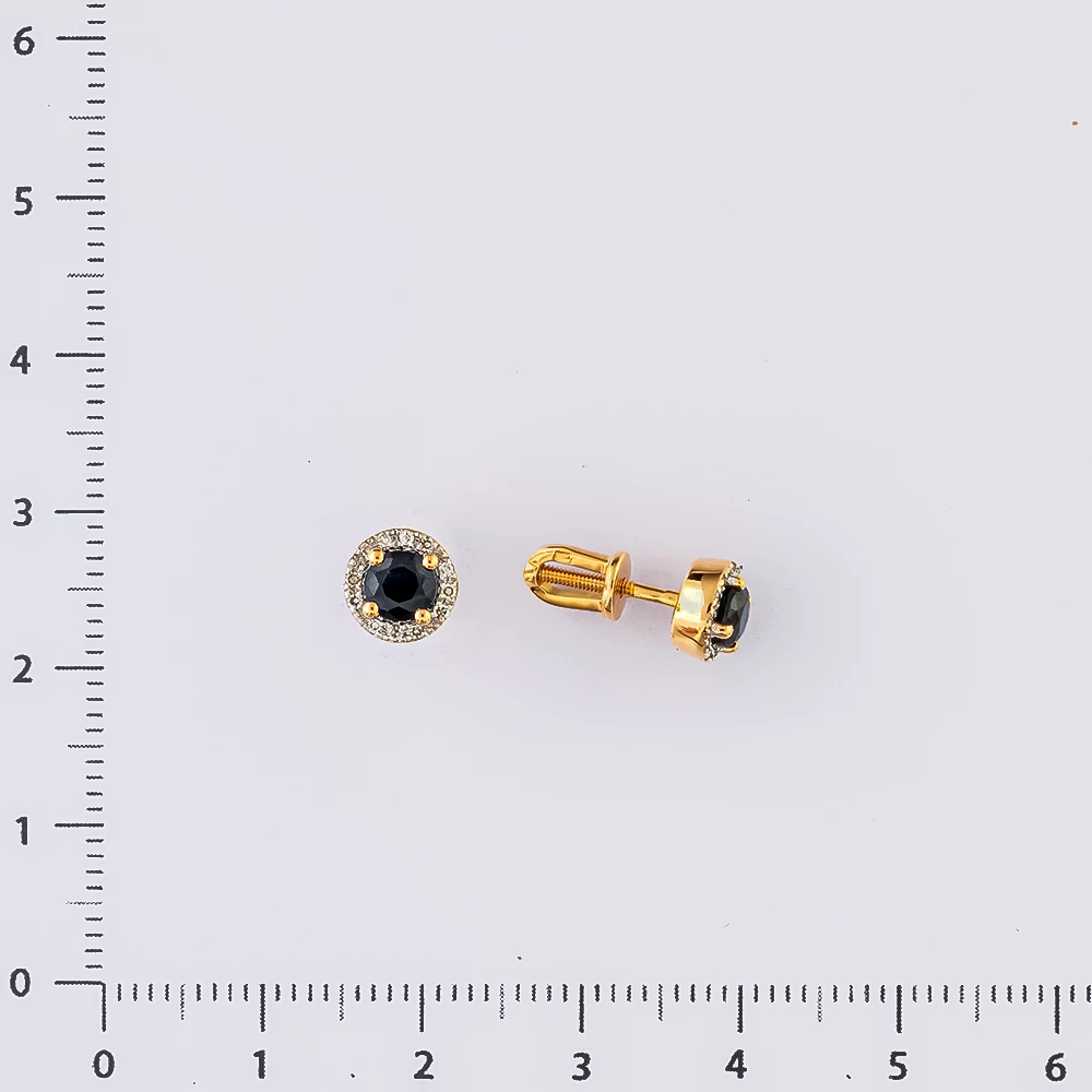 Серьги с сапфиром из красного золота 585 пробы