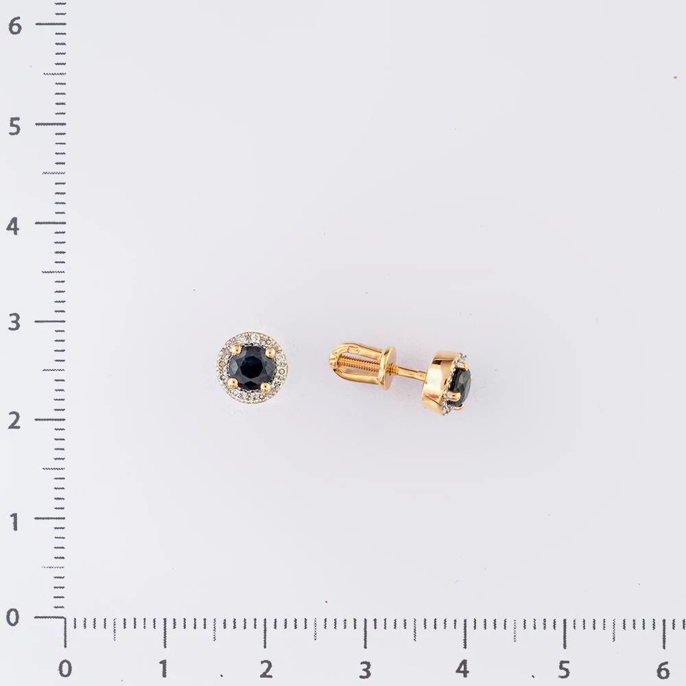Серьги с сапфиром из красного золота 585 пробы 2