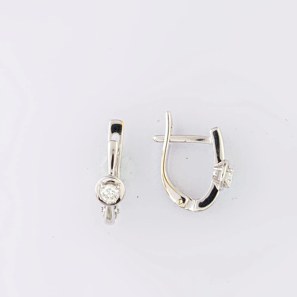 Серьги с бриллиантом из белого золота 585 пробы