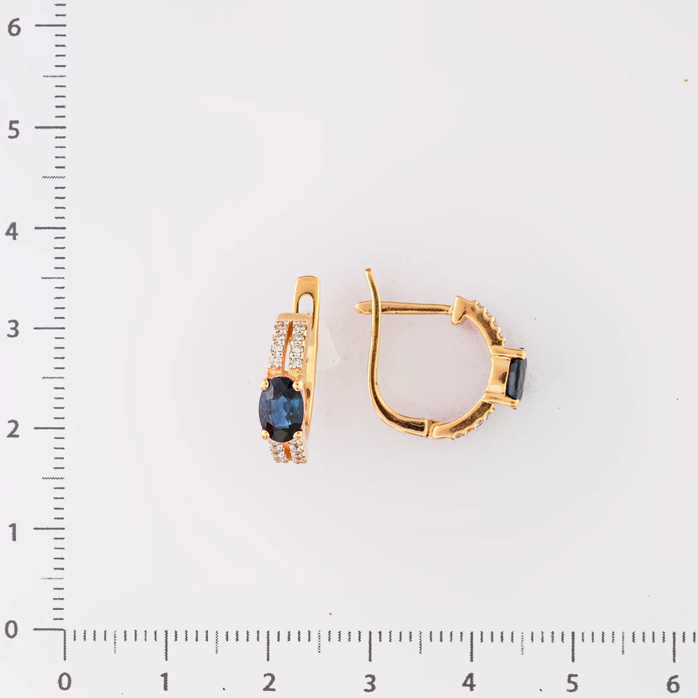Серьги с сапфиром из красного золота 585 пробы