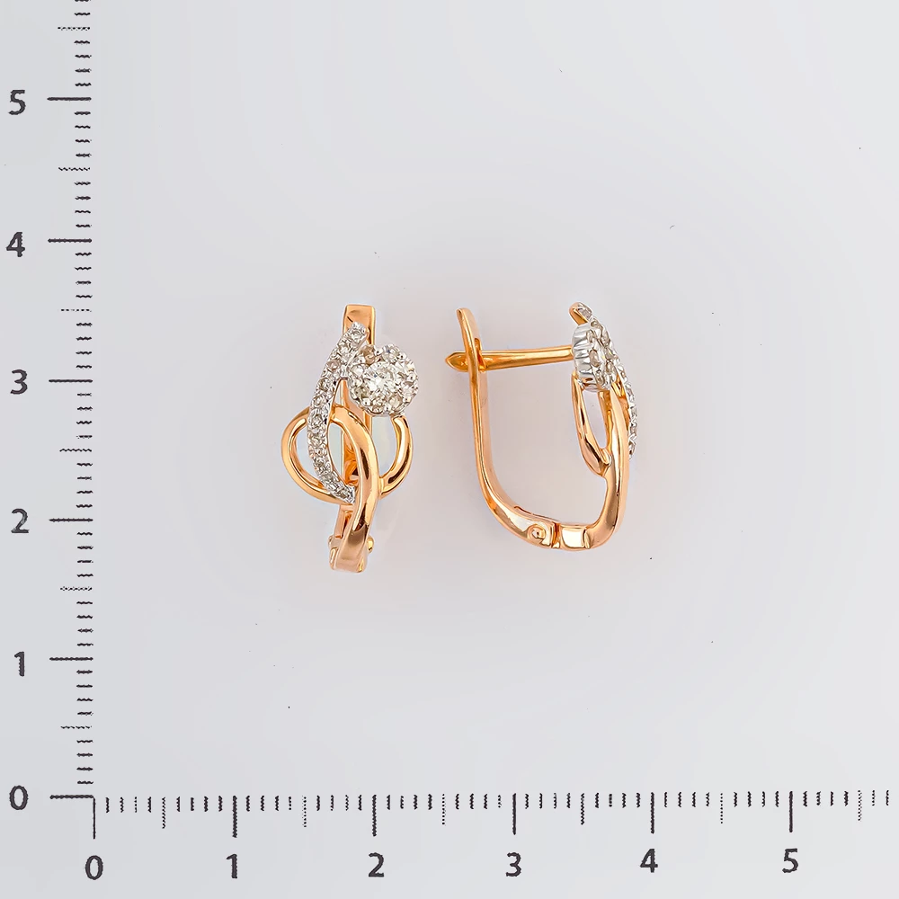 Серьги с бриллиантом из красного золота 585 пробы