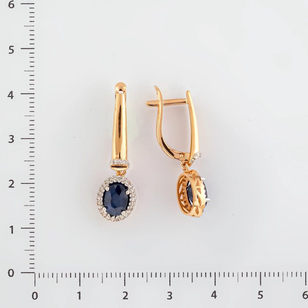 Серьги с сапфиром из красного золота 585 пробы
