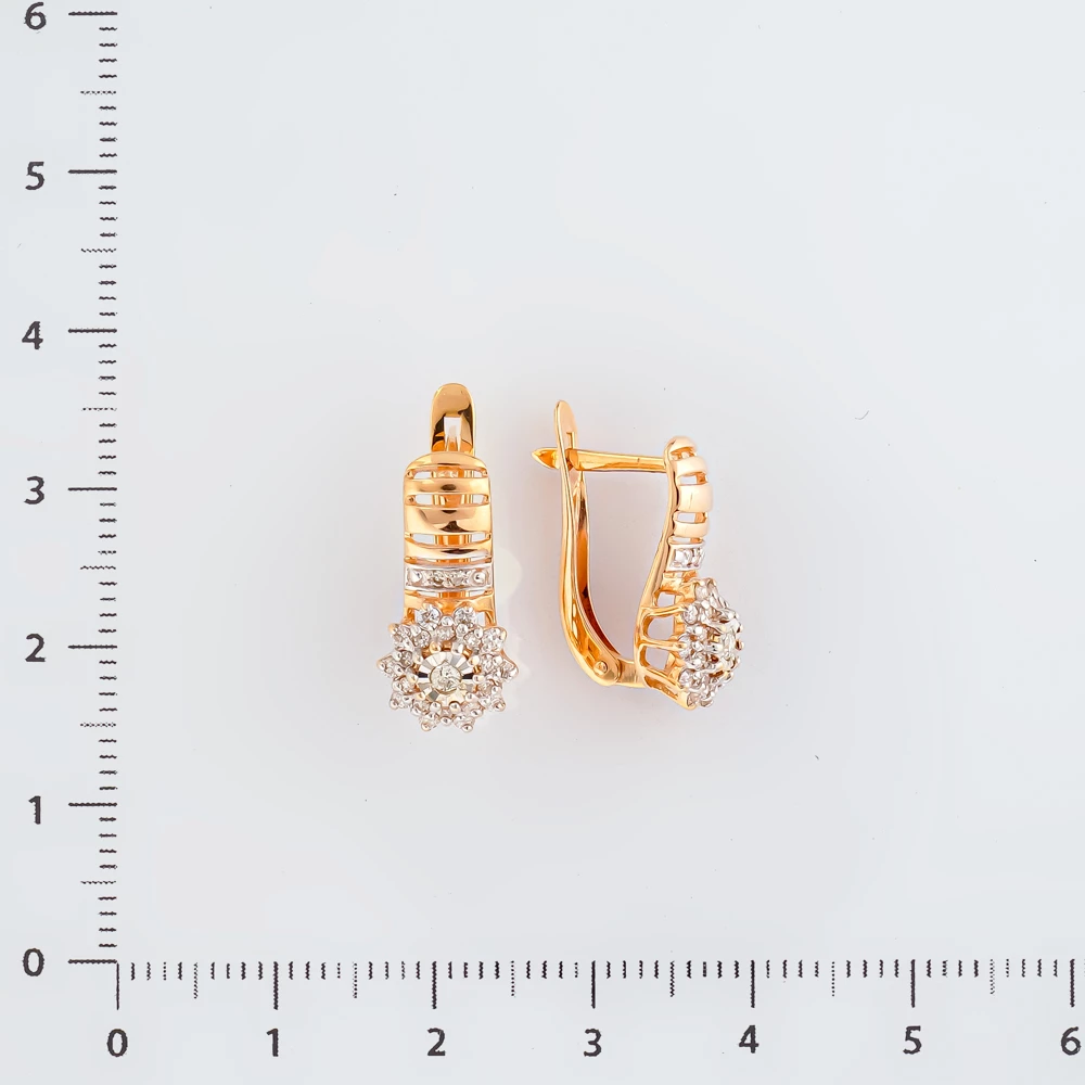 Серьги с бриллиантом из красного золота 585 пробы