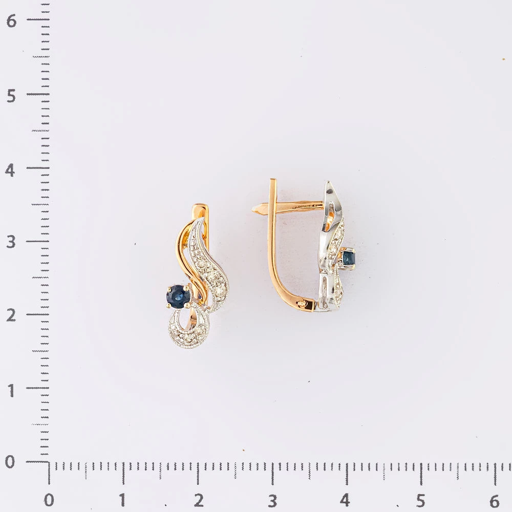 Серьги с сапфиром из красного золота 585 пробы