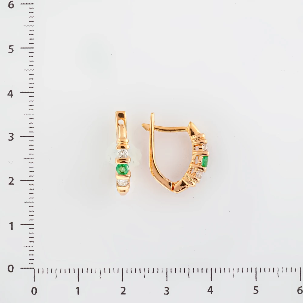 Серьги с изумрудом из красного золота 585 пробы