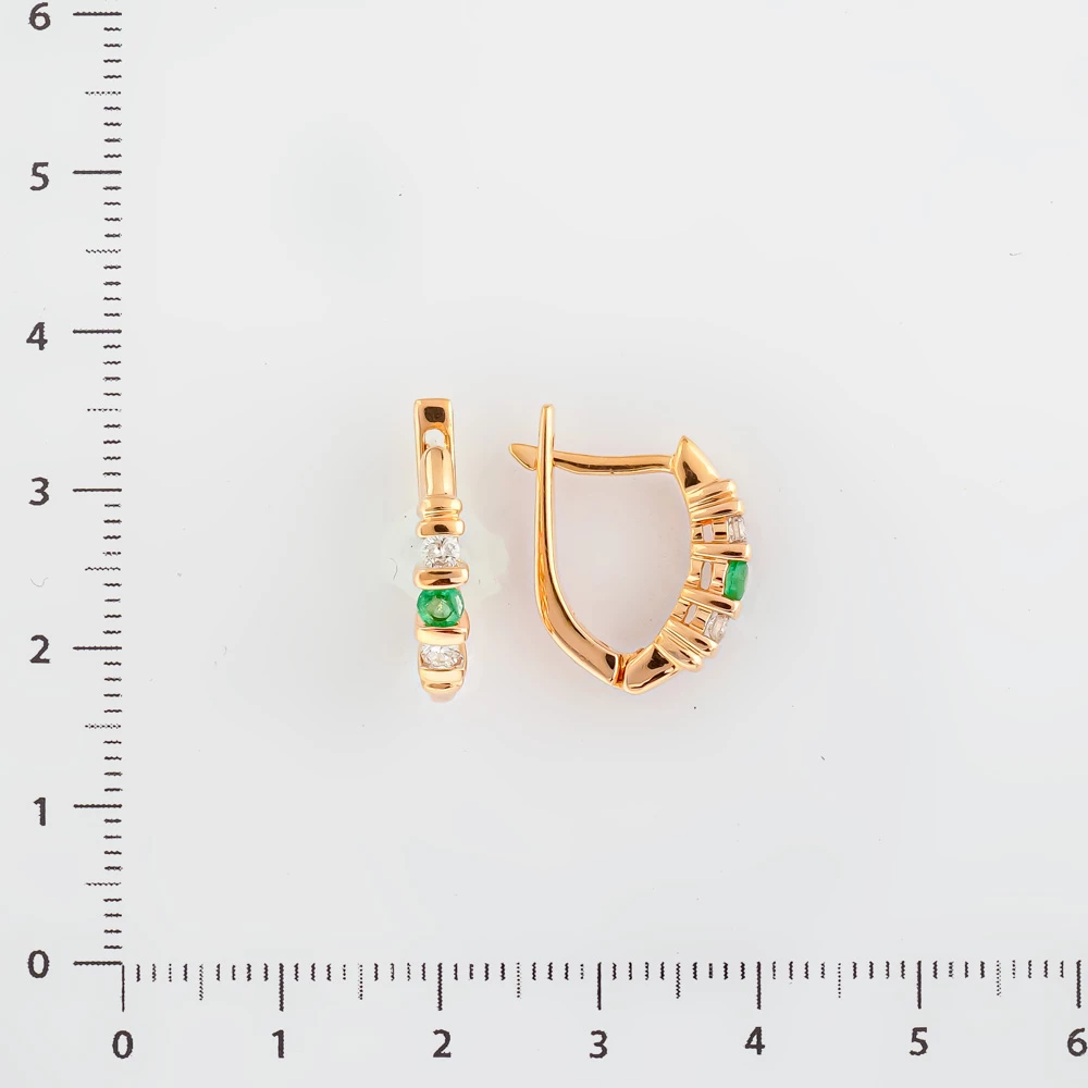 Серьги с изумрудом из красного золота 585 пробы