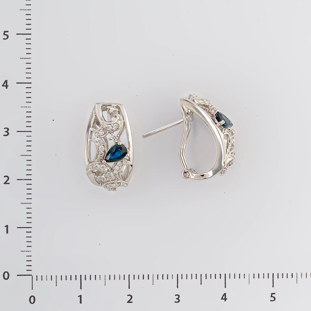 Серьги с сапфиром из белого золота 585 пробы