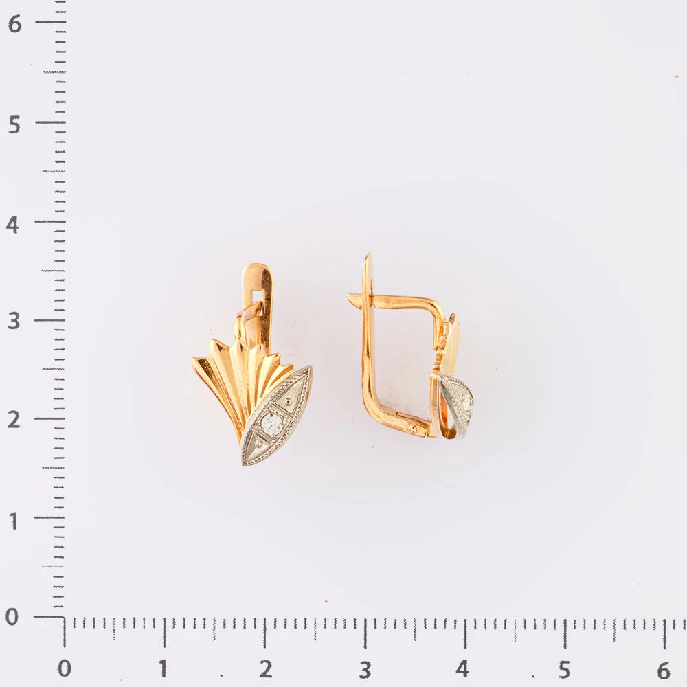 Серьги с фианитом из красного золота 583 пробы