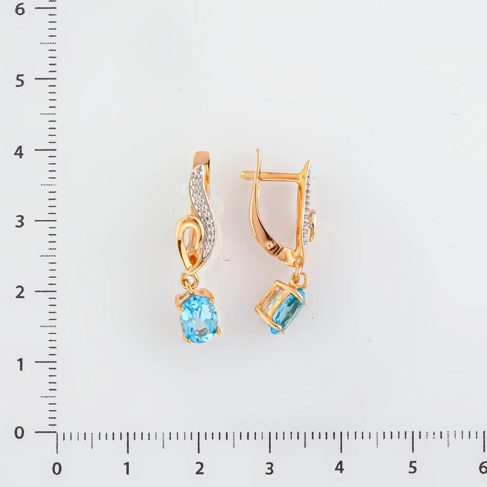 Серьги с топазом из красного золота 585 пробы