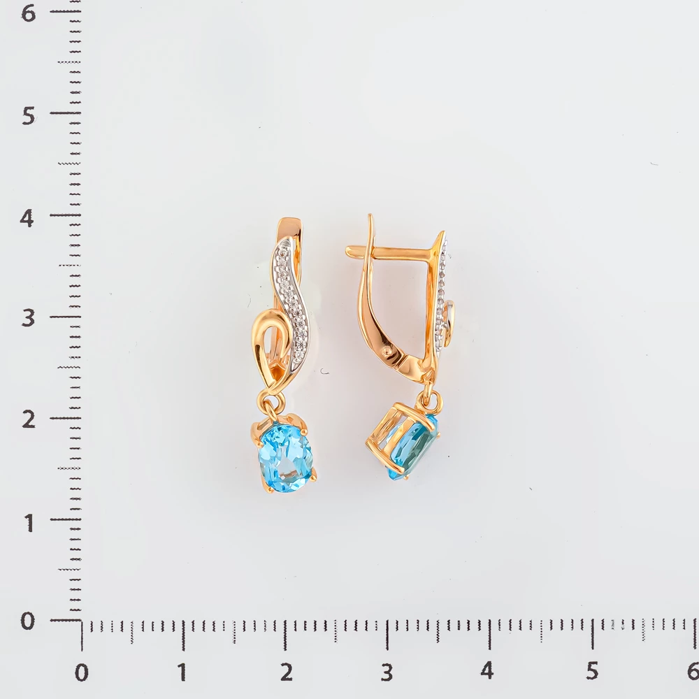 Серьги с топазом из красного золота 585 пробы