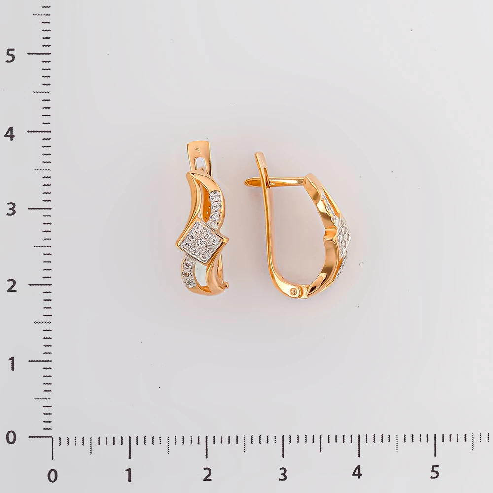 Серьги с фианитом из красного золота 585 пробы