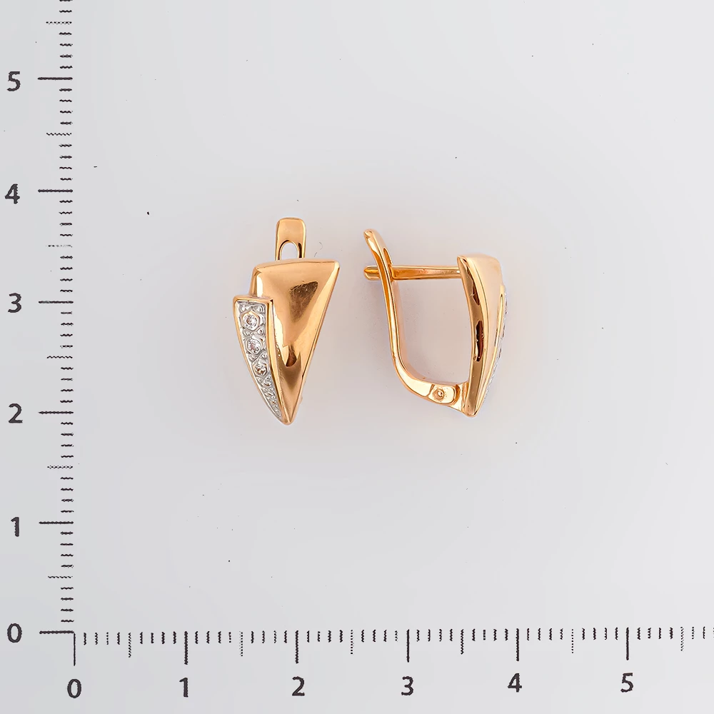 Серьги с фианитом из красного золота 585 пробы