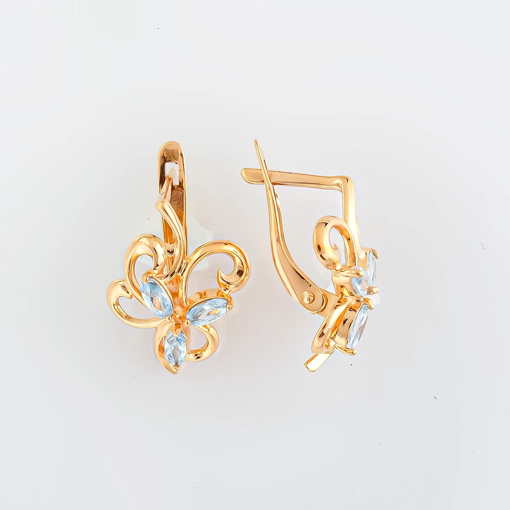 Серьги с топазом из красного золота 585 пробы