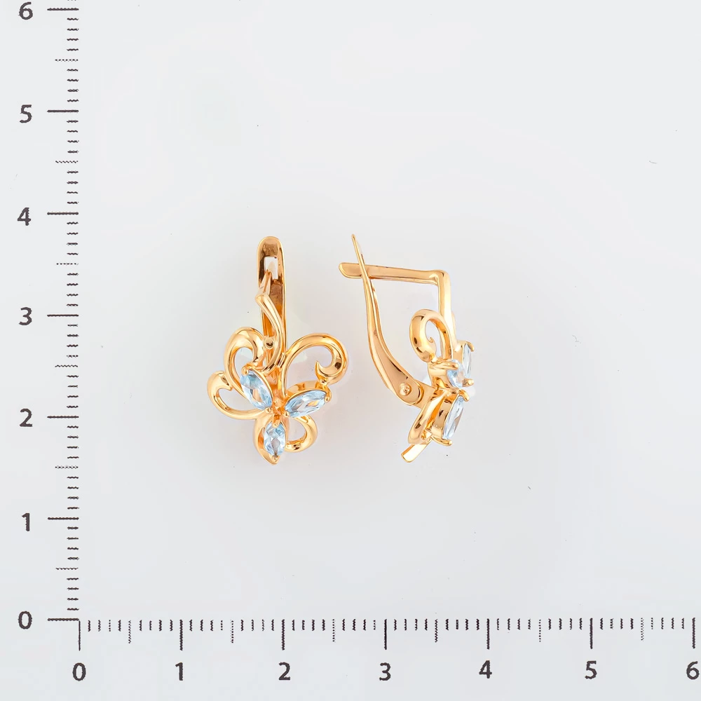 Серьги с топазом из красного золота 585 пробы