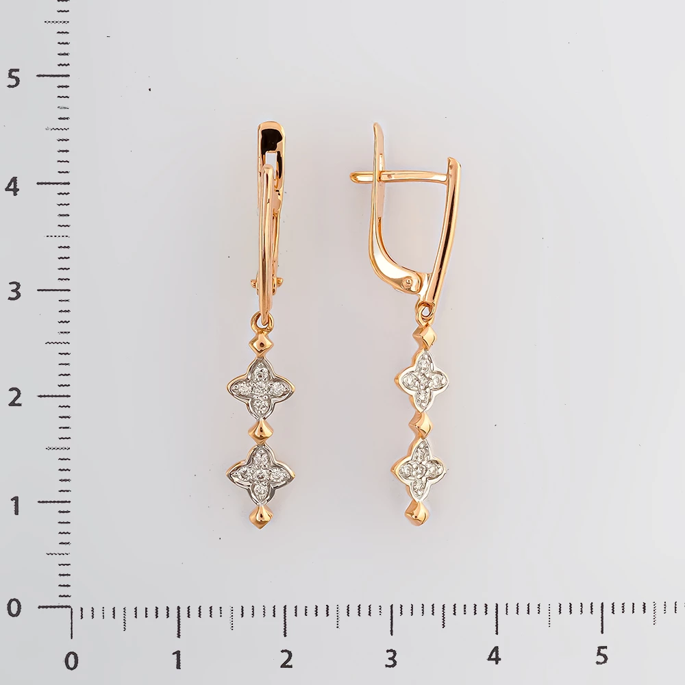 Серьги с бриллиантом из красного золота 585 пробы