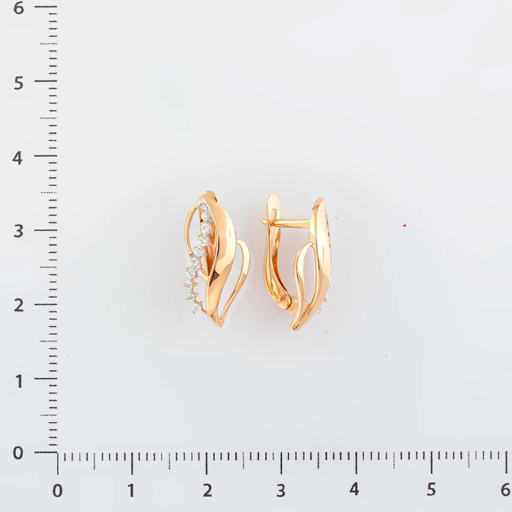 Серьги с фианитом из красного золота 585 пробы