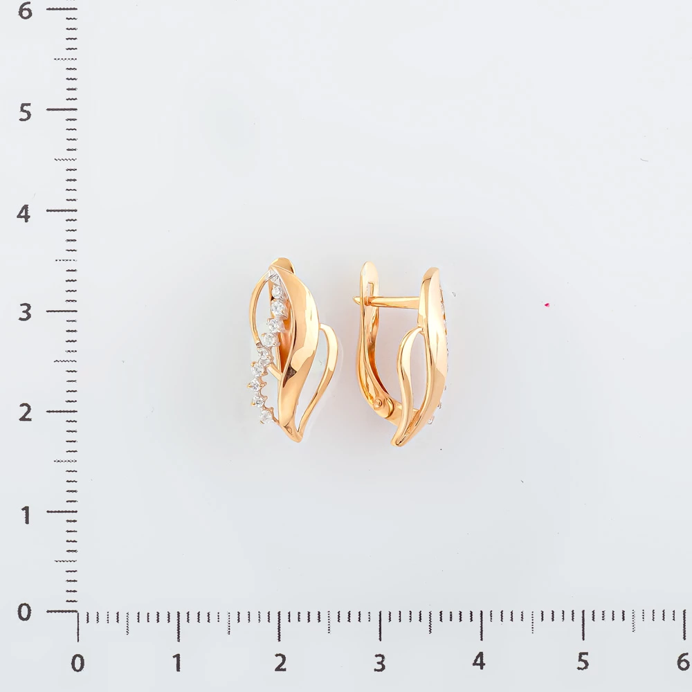 Серьги с фианитом из красного золота 585 пробы