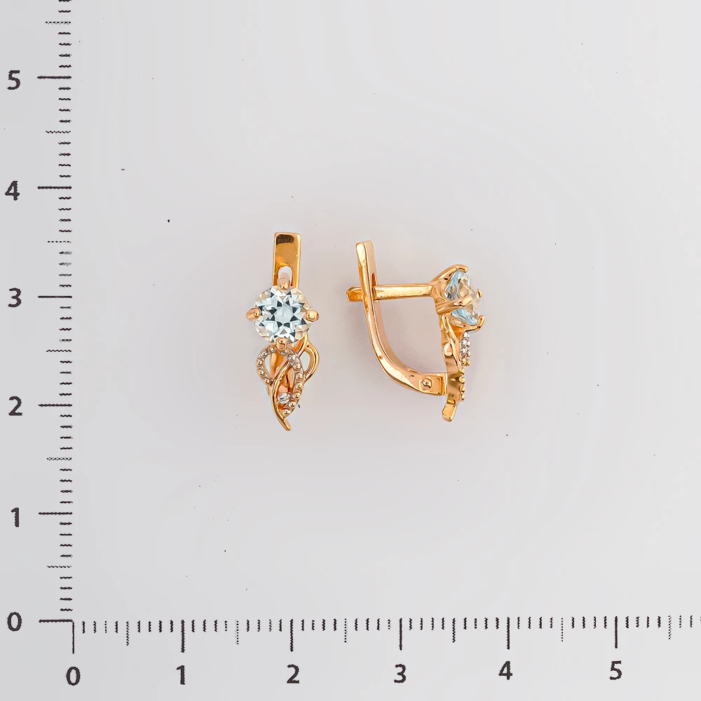 Серьги с топазом из красного золота 585 пробы