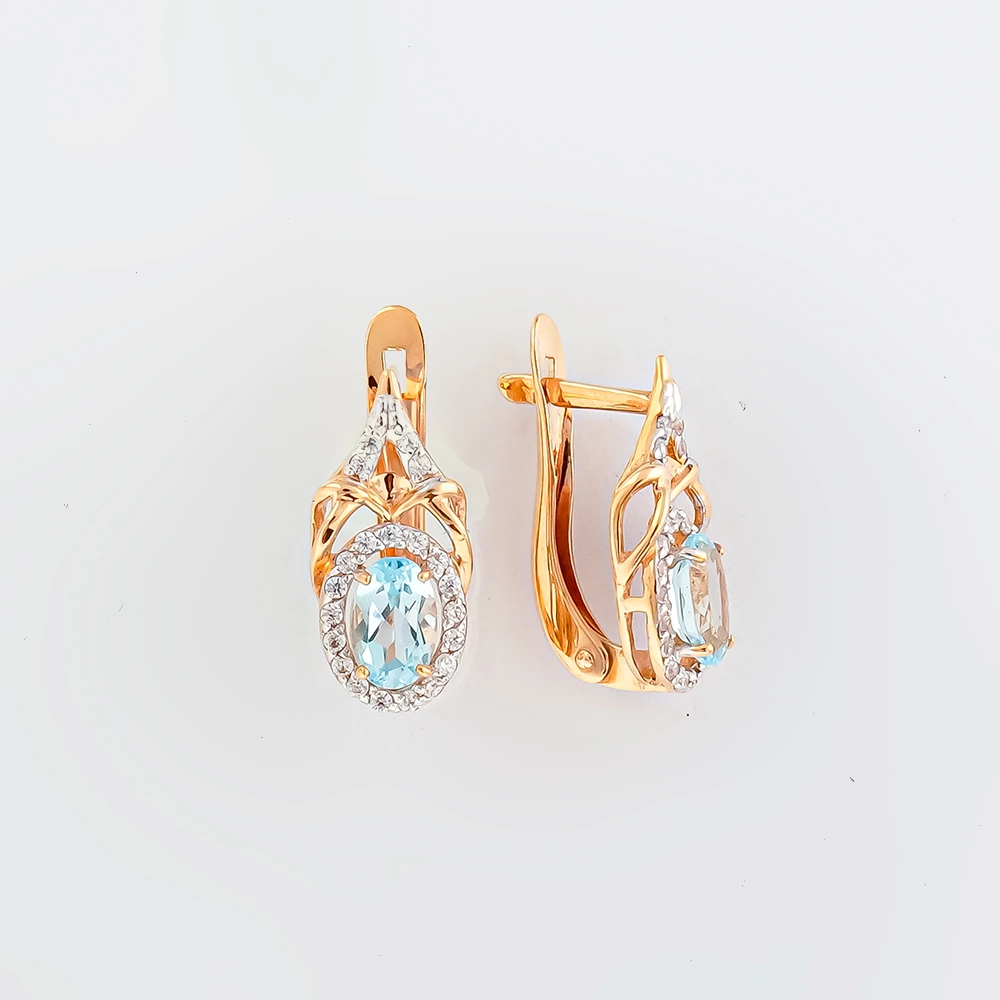 Серьги с топазом из красного золота 375 пробы