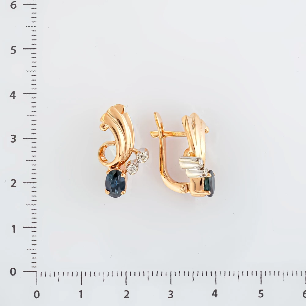 Серьги с сапфиром из красного золота 585 пробы