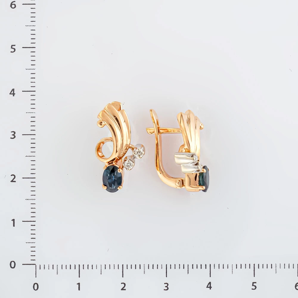 Серьги с сапфиром из красного золота 585 пробы