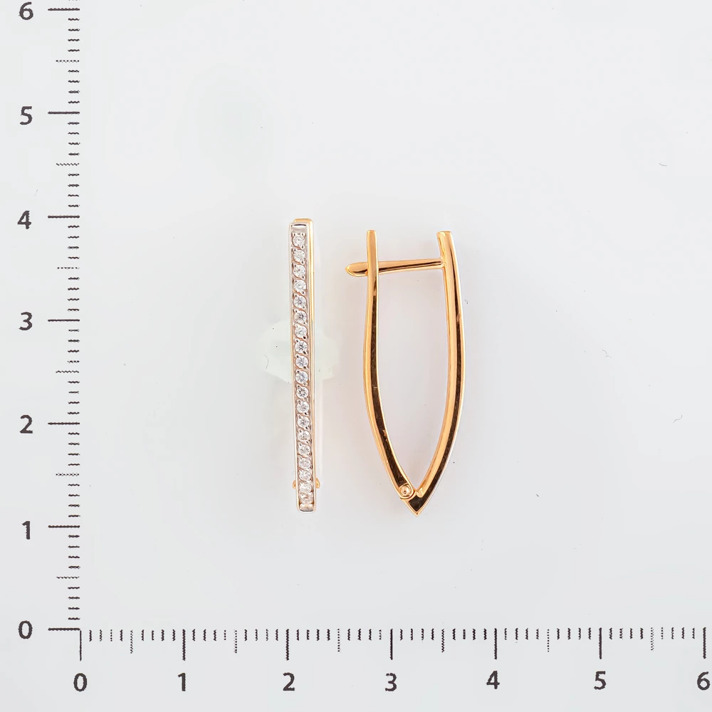 Серьги с фианитом из красного золота 585 пробы