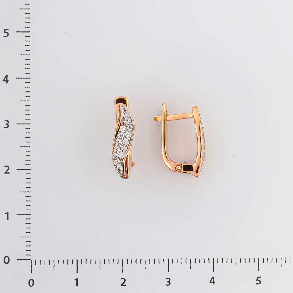 Серьги с фианитом из красного золота 585 пробы