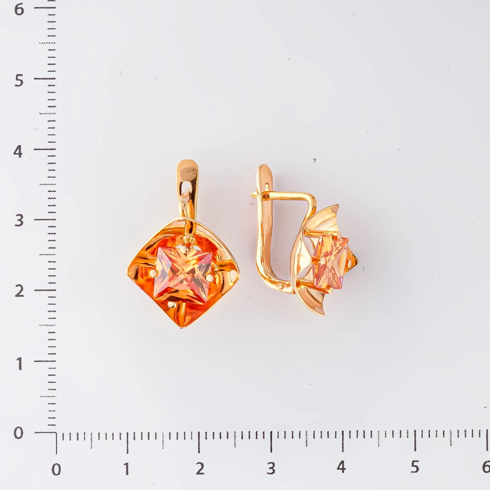Серьги с ситаллом из красного золота 585 пробы