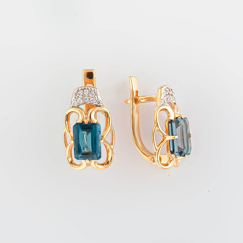 Серьги с топазом лондон из красного золота 585 пробы